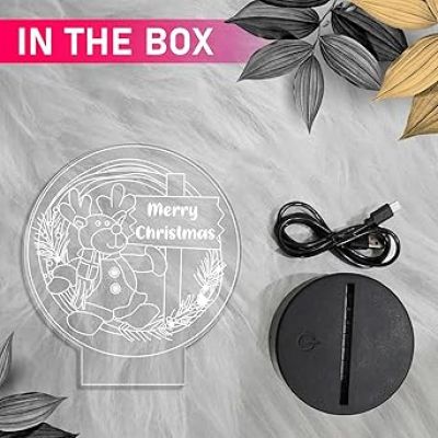 3D Illusion Merry Christmas Night Lamp  Christmas Decorations Lights  Party Home Decor Light  Automatic Color Changing Light  Lamp for Kids